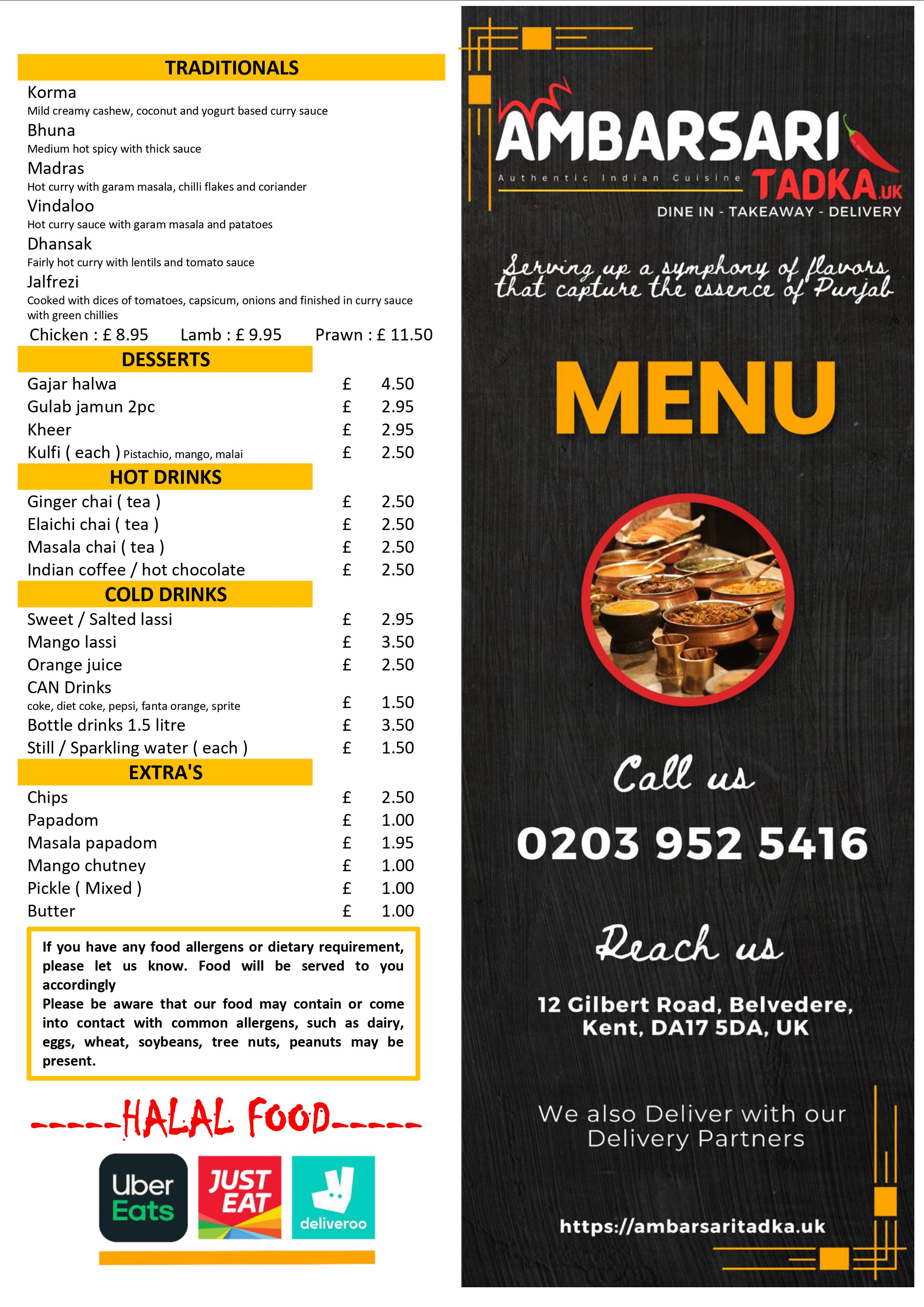 ambarsari tadka belvedere uk menu